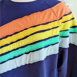 By Together Navy Sweatshirt with Colorful Stripes